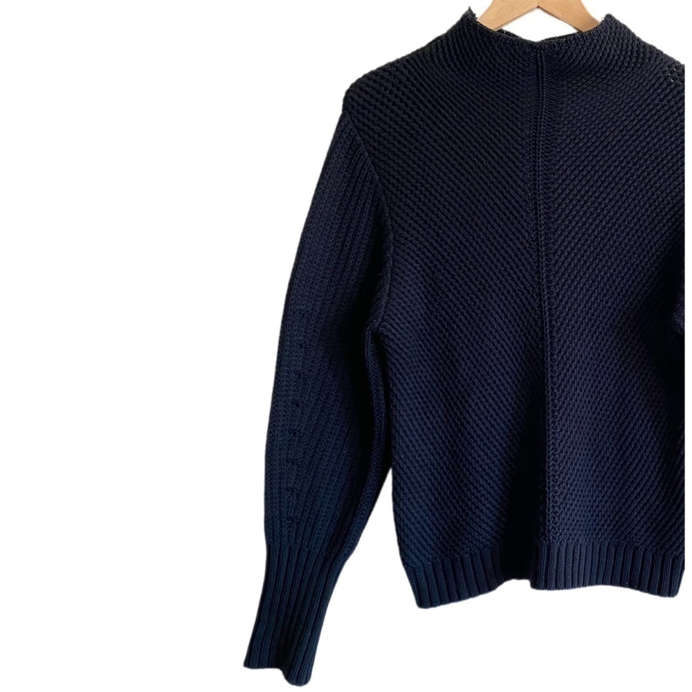 PURE COLLECTION Mock neck Balloon Sleeve Ribbed knit Cotton Blend Sweater Size L - Picture 3 of 8